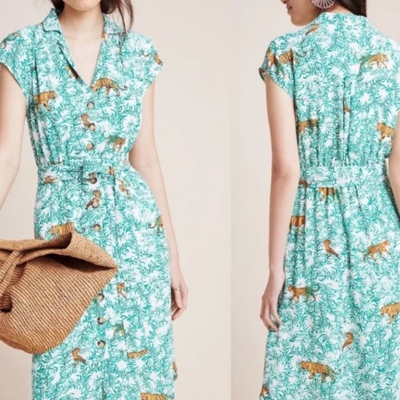 Anthropologie Maeve Catherine Dress - Tiger/Leopard Motif - Sz. 14 - Picture 3 of 14